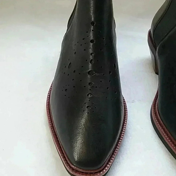 kelsi Dagger perforated black  leather booties - Picture 8 of 10